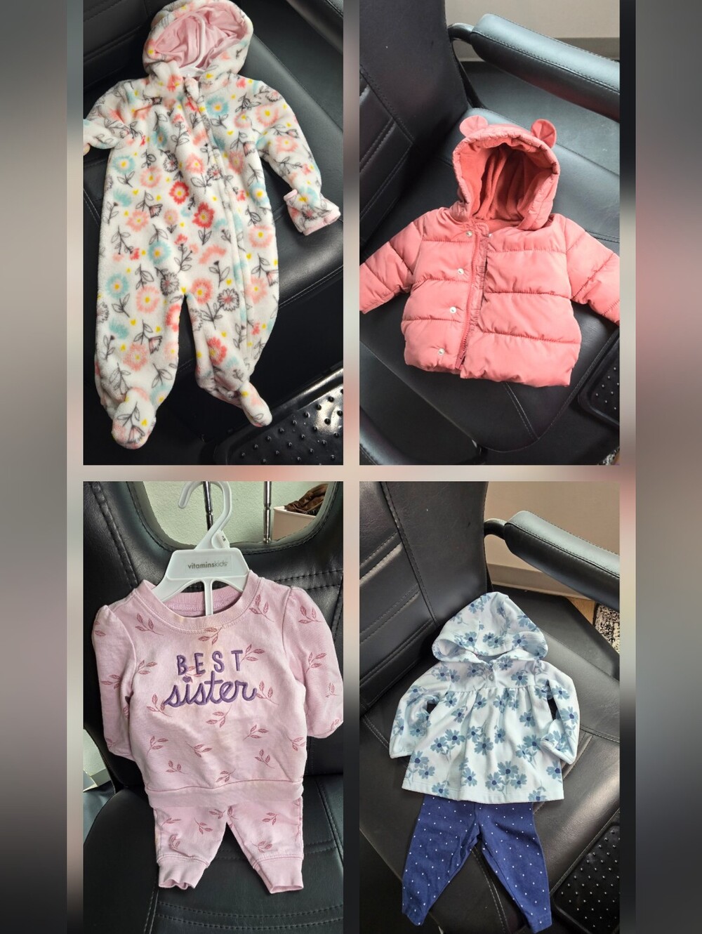 Fall/Winter 3/6m Bundle Coral Puffer One-Piece - Warm Hooded Snowsuit &2 Pc Sets